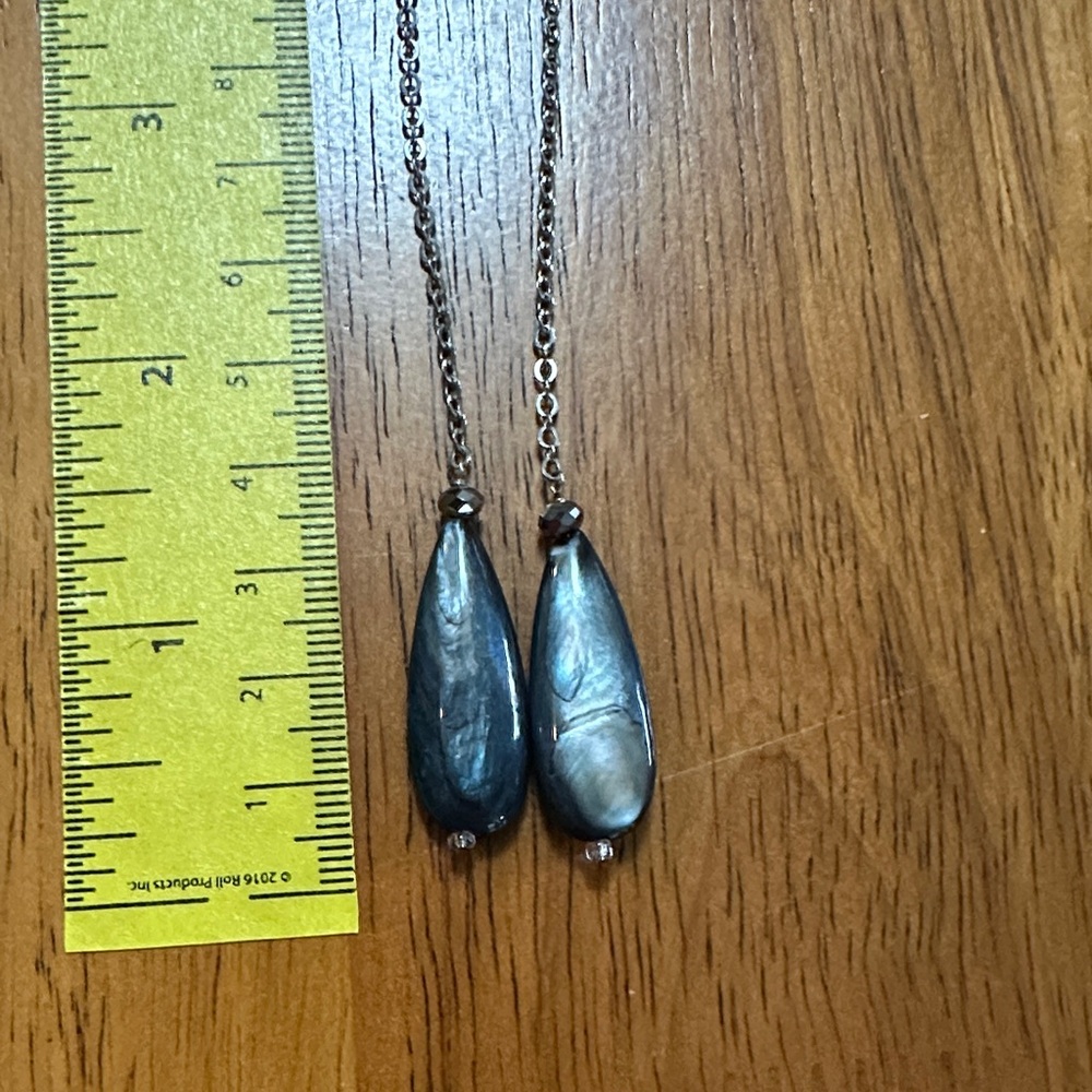 Elegant Blue and Silver Teardrop double pendant Necklace or bolero.